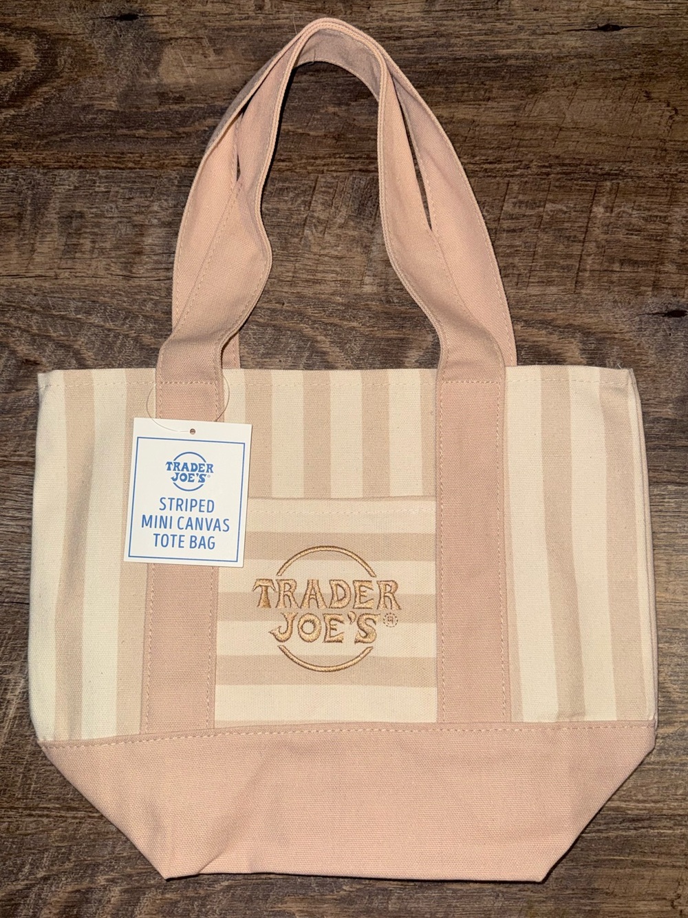 TRADER JOES MINI TOTE BAGS. Set of 4 new striped. 1 of each color - Picture 5 of 5